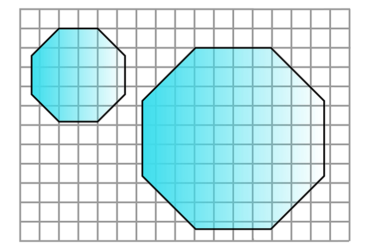 The new shape should be doubled so it is twice as big but doesn’t change shape